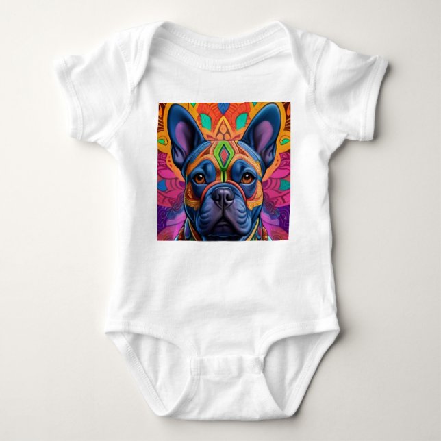Frenchie Fun Birthday Fantasy Baby Bodysuit (Front)