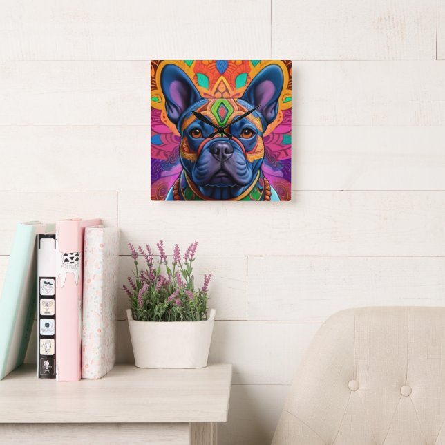Frenchie Fun Birthday Fantasy Square Wall Clock (Reading Room)