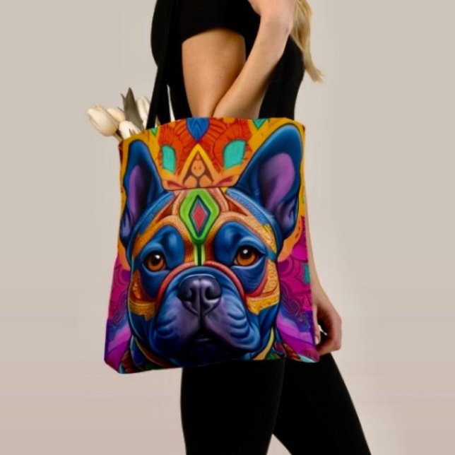 Frenchie Fun Birthday Fantasy Tote Bag (Tote Bag — 100% polyester, black laminated lining 100% cotton web hand. Made in the USA.
)