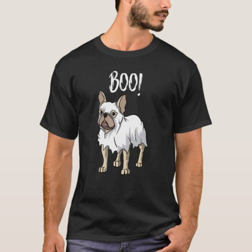 Frenchie Ghost Costume French Bulldog Halloween T_Shirt