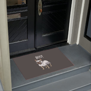 Frenchie Ghost Costume Funny Bulldog Halloween Doormat
