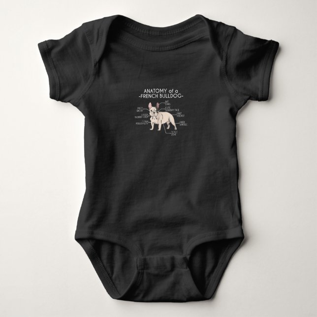 Frenchie Gift | Anatomy Of A French Bulldog Baby Bodysuit (Front)
