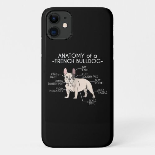 Frenchie Gift  Anatomy Of A French Bulldog iPhone 11 Case