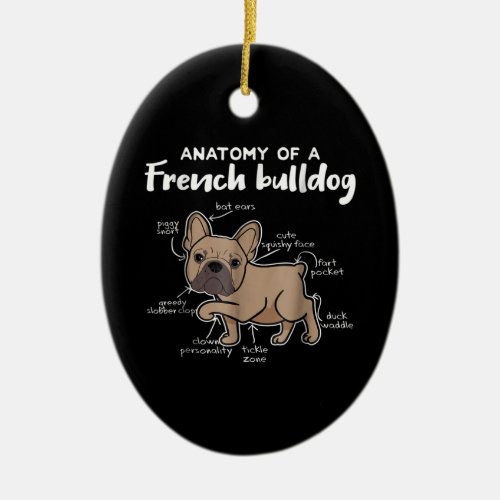 Frenchie Gift  Anatomy Of A French Bulldog Gift Ceramic Ornament