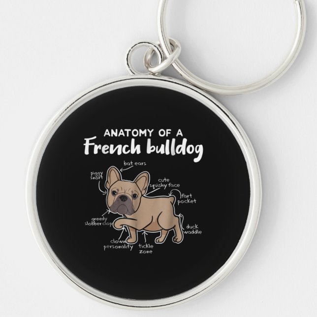 Frenchie Gift | Anatomy Of A French Bulldog Gift Keychain (Front)