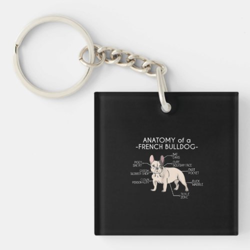 Frenchie Gift  Anatomy Of A French Bulldog Keychain