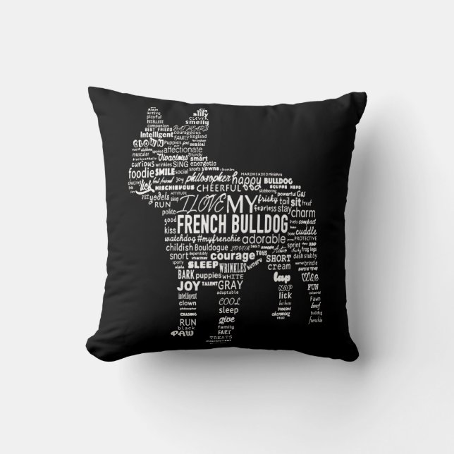 Frenchie Gift | I Love My French Bull Dog Throw Pillow (Front)
