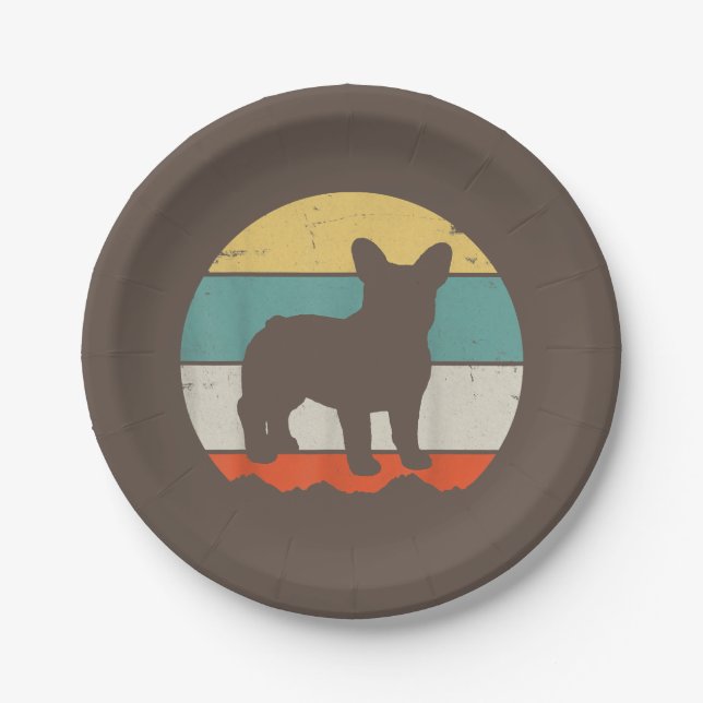 Frenchie Gift | Vintage French Bulldog Gift Paper Plates (Front)