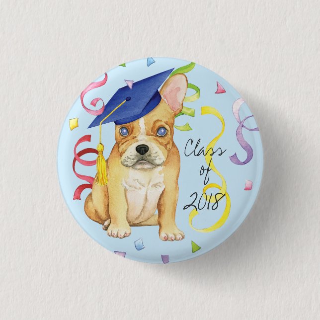Frenchie Graduate Button (Front)