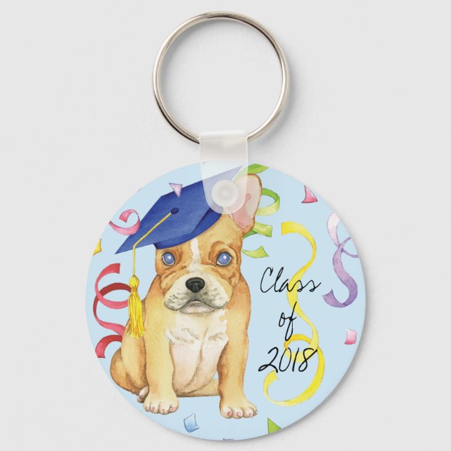 Frenchie Graduate Keychain (Front)