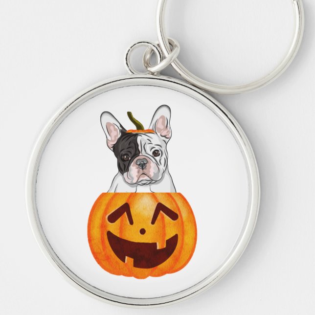 Frenchie Halloween   Keychain (Front)