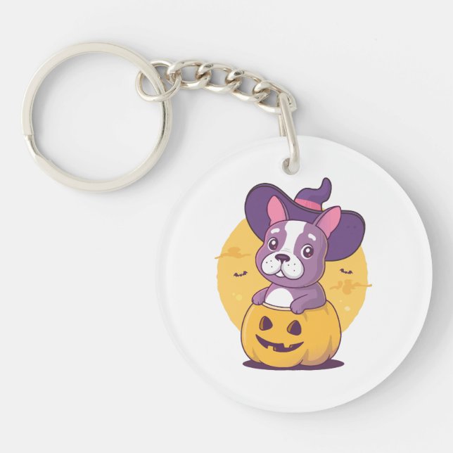 Frenchie Halloween Keychain (Front)