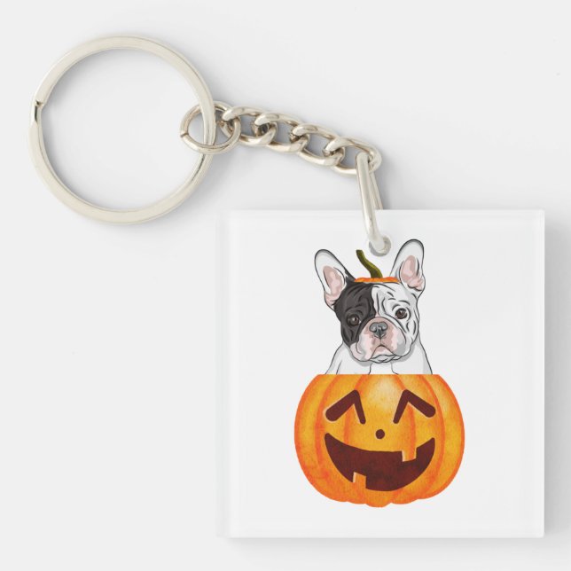Frenchie Halloween   Keychain (Front)