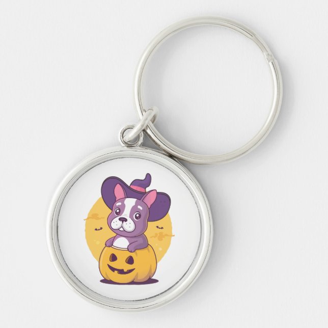 Frenchie Halloween Keychain (Front)
