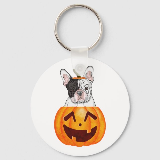 Frenchie Halloween   Keychain (Front)