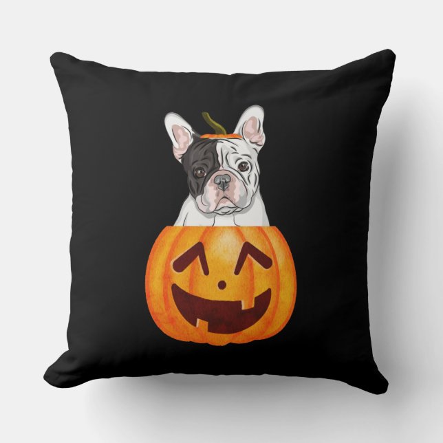 Frenchie Halloween     Throw Pillow (Front)