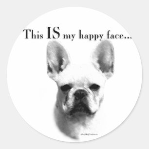 Frenchie Happy Face Classic Round Sticker