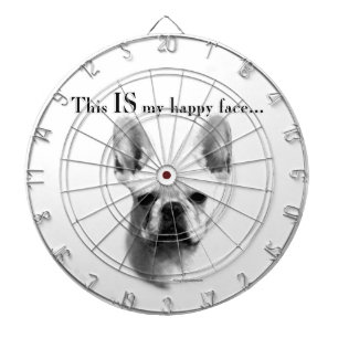 Frenchie Happy Face Dartboard With Darts