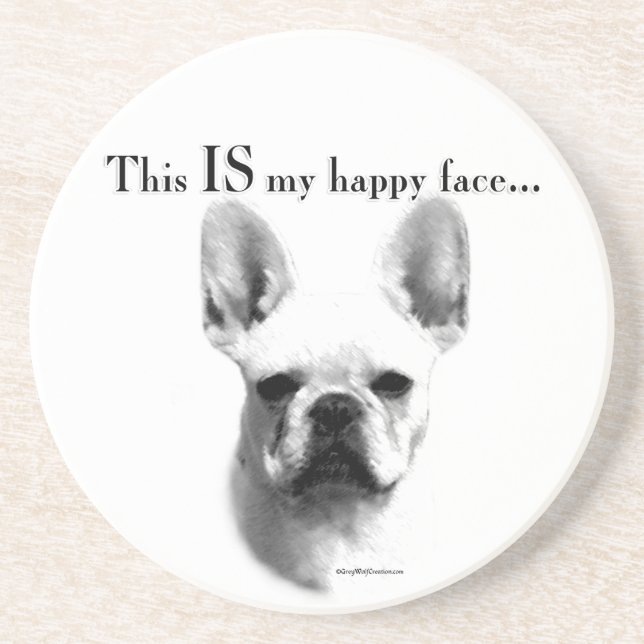 Frenchie Happy Face Drink Coaster (Front)