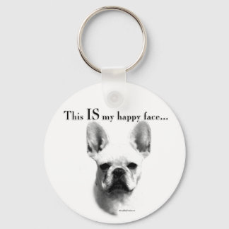 Frenchie Happy Face Keychain