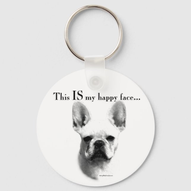 Frenchie Happy Face Keychain (Front)