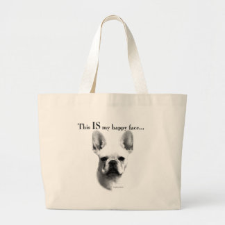 Frenchie Happy Face Large Tote Bag