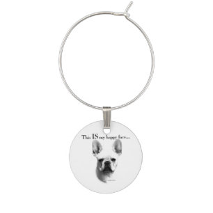 Frenchie Happy Face Wine Charm
