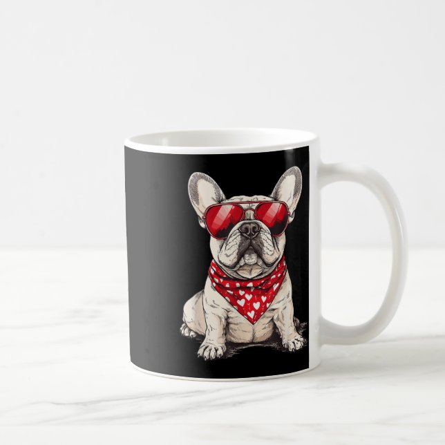 Frenchie Heart Bandana Cool French Bulldog Lover V Coffee Mug (Right)
