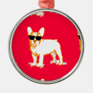 Frenchie Howlelu Metal Ornament