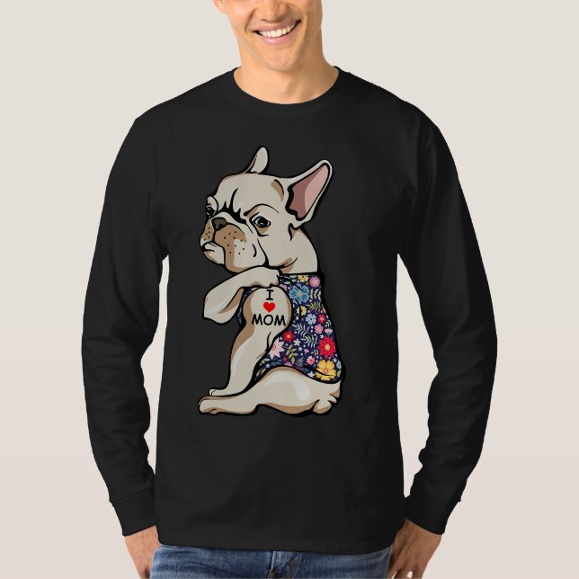 Frenchie I Love Mom Funny French T-Shirt (Front)