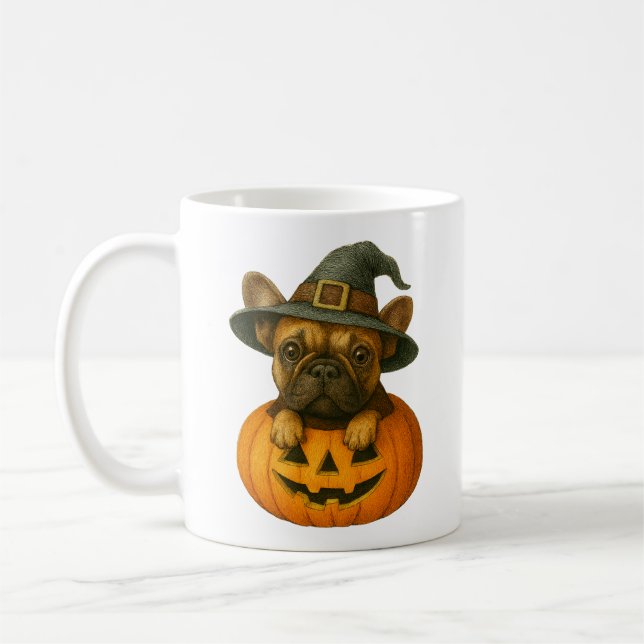 Frenchie in Pumpkin Coffee Mug (Left)