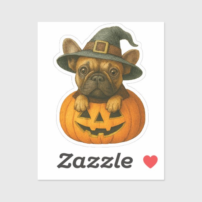 Frenchie in Pumpkin Sticker (Sheet)