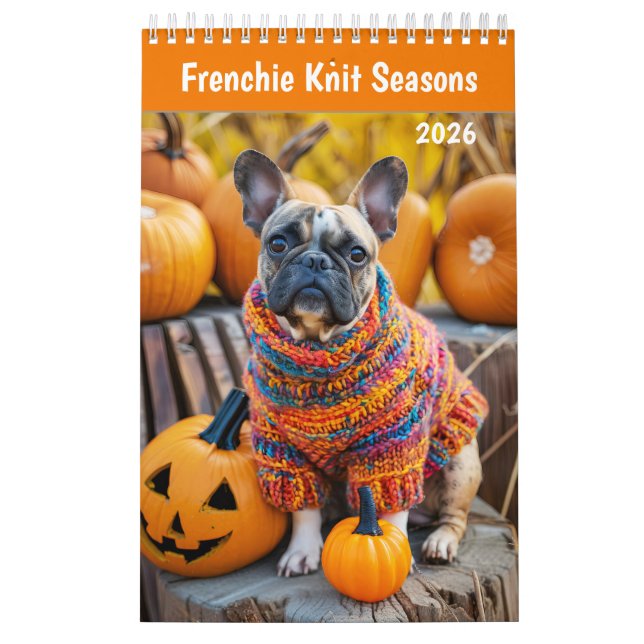 Frenchie Knit Seasons - 2026 Cozy Dog Calendar (Cover)