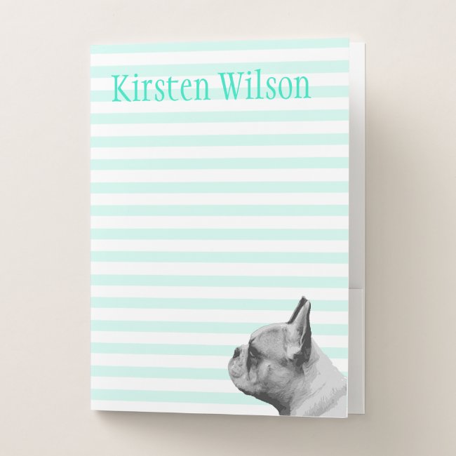 Frenchie Love | Aqua Striped Personalized