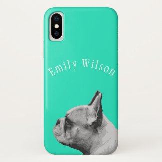 Frenchie Love - French Bulldog Personalized Aqua
