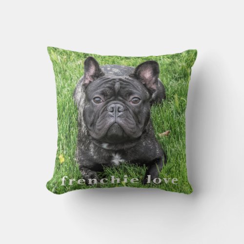 Frenchie Love French Bulldog Photo Throw Pillow