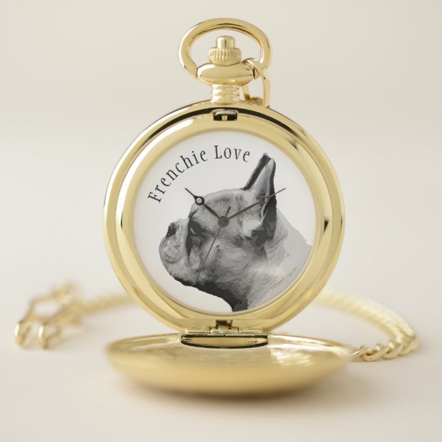 Frenchie Love - French Bulldog Pocket Watch (Inside)