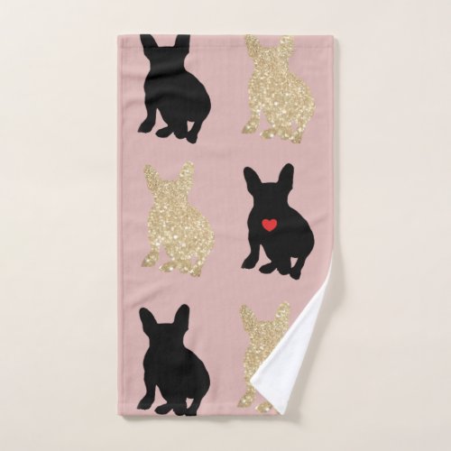 Frenchie Love Silhouette Hand Towel