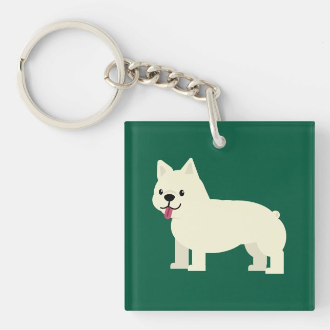 Frenchie Lover Green Keychain (Front)