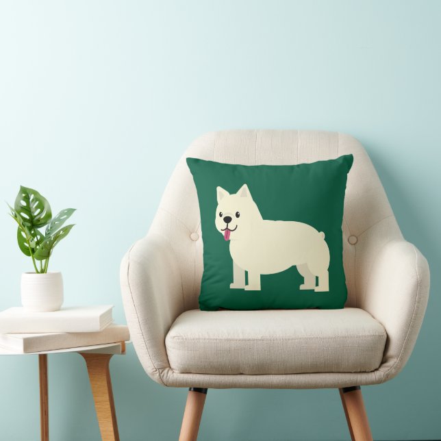 Frenchie Lover Green Throw Pillow (Chair)