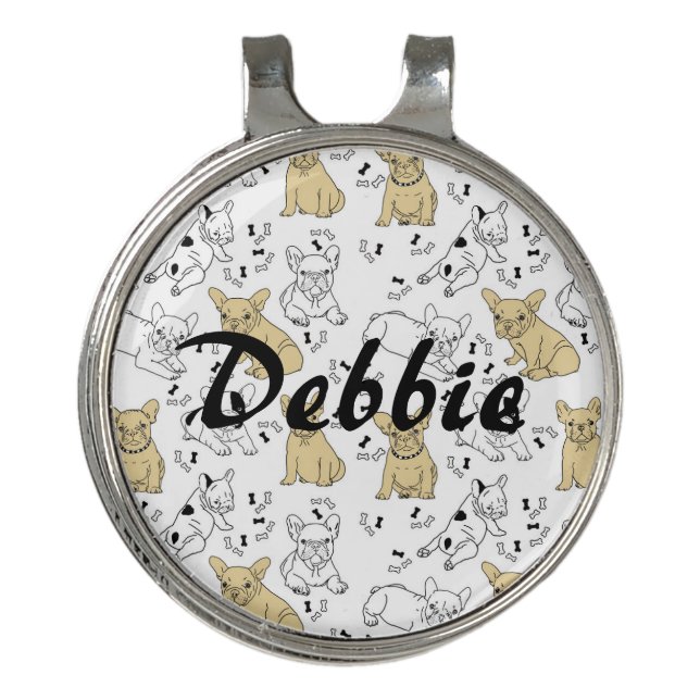 Frenchie Loves Bones Golf Hat Clip (Front)