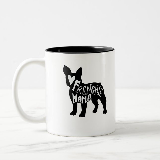 Frenchie Mama Cute French Bulldog Mom Two-Tone Coffee Mug (Left)