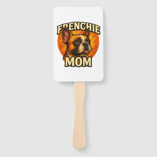 Frenchie Mom Adorable French Bulldog Portrait Hand Fan