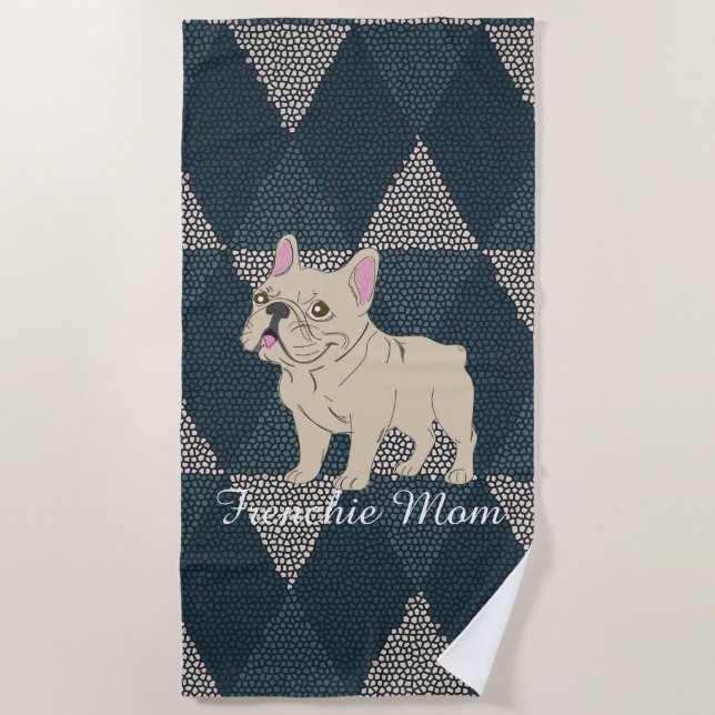Frenchie Mom Beach Towel (Front)