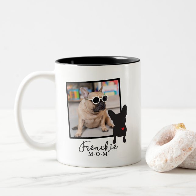 Frenchie Mom Coffee Mug Add Your Photo (With Donut)