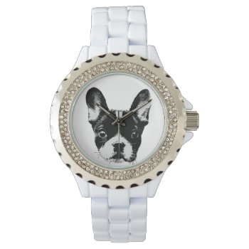 Frenchie Mom Cute French Bulldog Face Watch by PencilPlus at Zazzle