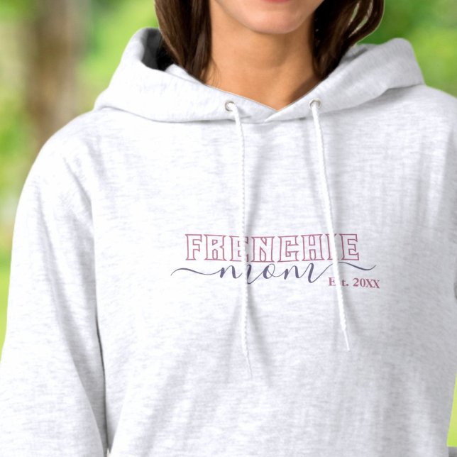 Frenchie Mom Est Year Pink Purple Hoodie (Creator Uploaded)