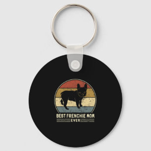 Frenchie Mom Ever Retro French Bulldog Dog Mom Keychain