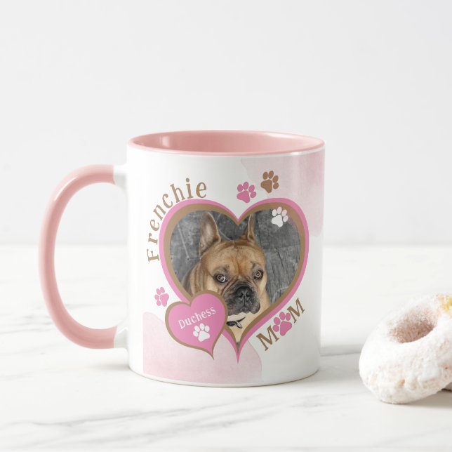 Frenchie Mom French Bulldog Personalized Photo Mug (With Donut)