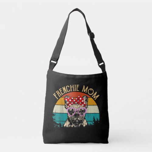 Frenchie Mom Gift Vintage Retro Style Bulldog Crossbody Bag